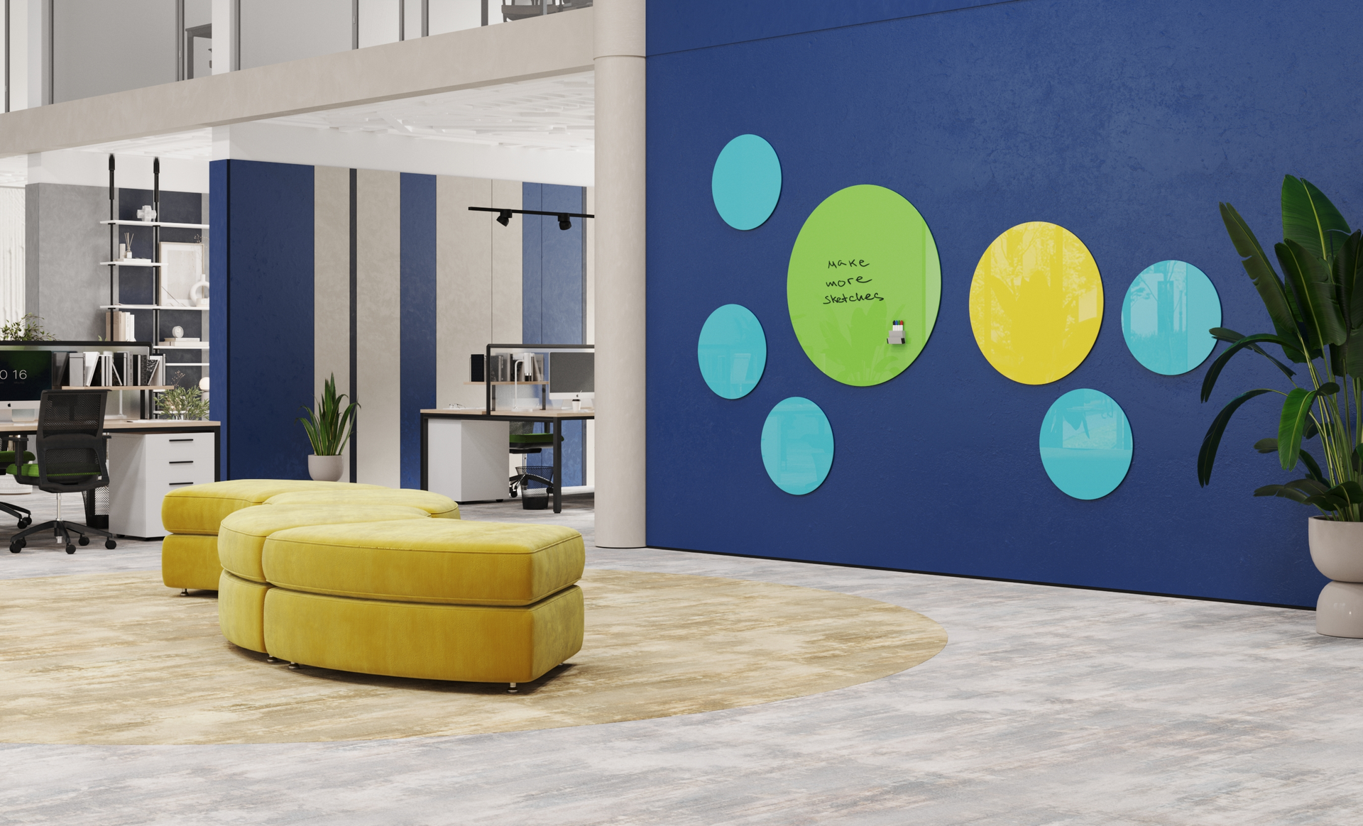 The Coda circle glassboard creates a sense of balance. Art and function come together to create an attention-grabbing visual communication tool for any collaborative space.