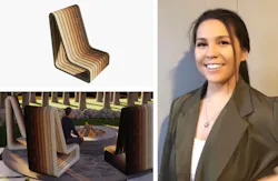 Julienne Bernier from Georgian College in Ontario, Canada, was awarded third prize for her 'Annual Ring' chair design. Julienne Bernier from Georgian College in Ontario, Canada, was awarded third prize for her 'Annual Ring' chair design.