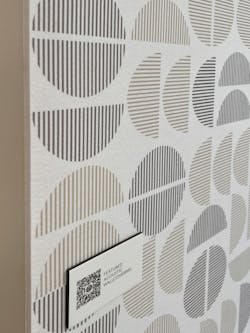Momentum exhibited acoustical wallcoverings made of 100% recycled polyester PET felt. The low-VOC wallcoverings are verified by Health Product Declarations and the Declare label.