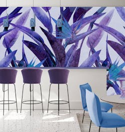 The Birds of Paradise line of acoustical wallcoverings uses state-of-the-art U.S. manufacturing that uses 100% post-consumer BPA-free recycled plastic drinking bottles to create a beautiful visual and auditory room experience. The Birds of Paradise line of acoustical wallcoverings uses state-of-the-art U.S. manufacturing that uses 100% post-consumer BPA-free recycled plastic drinking bottles to create a beautiful visual and auditory room experience.