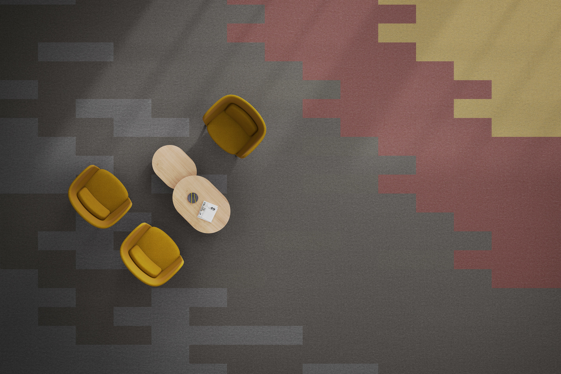 The Spatial Palette collection offers soft surface acoustical benefits, comfort underfoot and textural design.