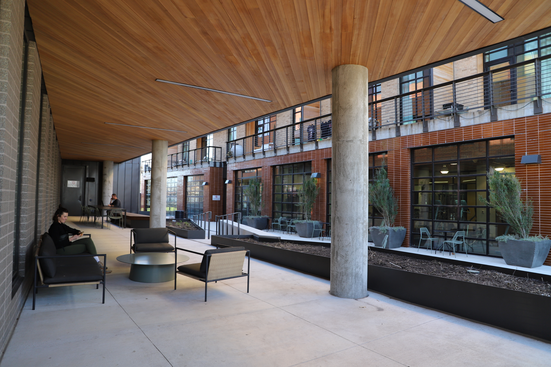 The outdoor space at the Perkins&Will Austin Studio gives employees flexibility in where they want to work.