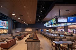 The League, a new on-site sports-themed venue, captures a tremendous amount of energy for fans of all types of sports with 88 big screen televisions and a dramatic 100-foot video wall. The League, a new on-site sports-themed venue, captures a tremendous amount of energy for fans of all types of sports with 88 big screen televisions and a dramatic 100-foot video wall.