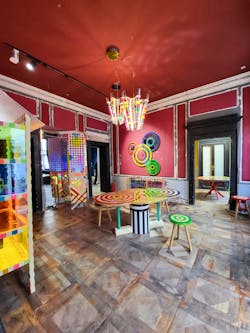 Markus Benesch's showroom in the 5VIE district was all about color as part of his 'Colorflage' concept. Markus Benesch's showroom in the 5VIE district was all about color as part of his 'Colorflage' concept.