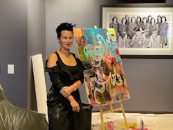 Local artist Bojana Ilic, founder of Bojitt, created a unique piece of art during the awards dinner that will be auctioned off to benefit Designs for Dignity. Local artist Bojana Ilic, founder of Bojitt, created a unique piece of art during the awards dinner that will be auctioned off to benefit Designs for Dignity.