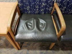 And example of coated fabric puddling and stretching. And example of coated fabric puddling and stretching.