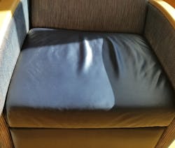 Here is an example of stretching and puddling; one type of failure of a coated fabric. Here is an example of stretching and puddling; one type of failure of a coated fabric.