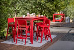 Made from partially recycled HDPE plastic and stainless-steel fasteners, the entire Alfresco Bar and Counter Collection can be recycled to become new Loll furniture. Made from partially recycled HDPE plastic and stainless-steel fasteners, the entire Alfresco Bar and Counter Collection can be recycled to become new Loll furniture.