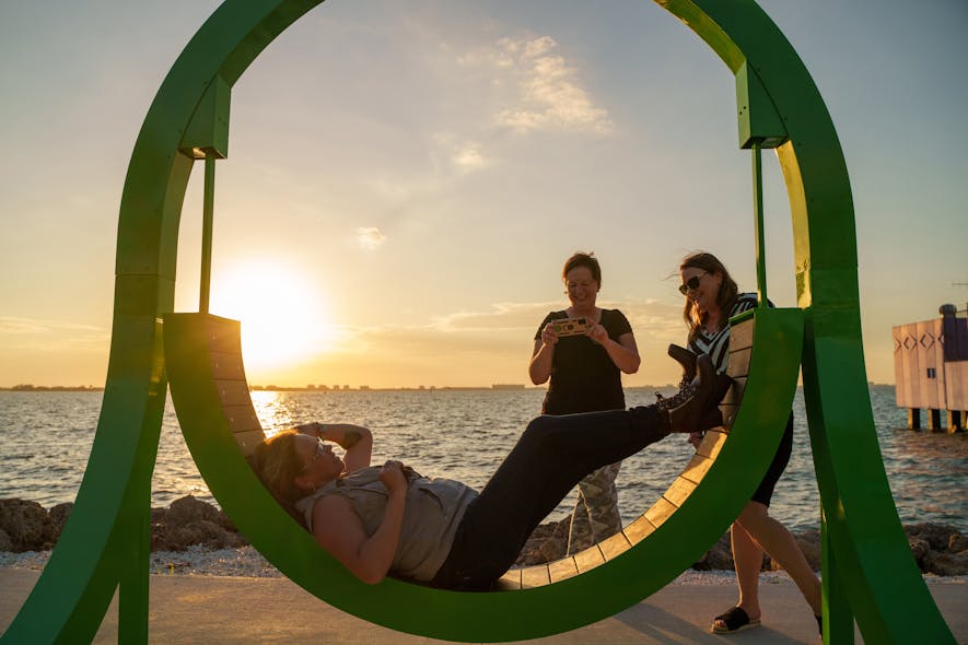Portal frames the beautiful views of Sarasota Bay and can accommodate 4-5 people at a time.