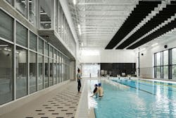The pool features a wide ramp to allow swimmers with limited mobility to enjoy it as well. The pool features a wide ramp to allow swimmers with limited mobility to enjoy it as well.
