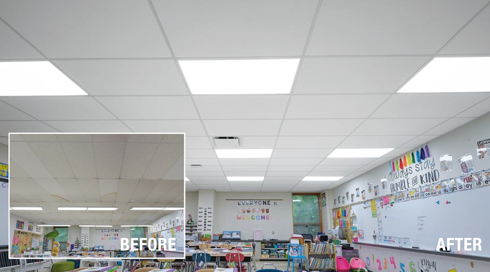 Before and after of Panther Valley Elementary School in Nesquehoning, Pa., thanks to their Armstrong + Awair IEQ Monitoring pilot program.