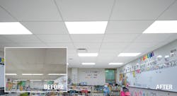 Before and after of Panther Valley Elementary School in Nesquehoning, Pa., thanks to their Armstrong + Awair IEQ Monitoring pilot program. Before and after of Panther Valley Elementary School in Nesquehoning, Pa., thanks to their Armstrong + Awair IEQ Monitoring pilot program.
