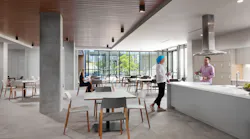 Kitchen and living room area at American Cancer Society's Hope Lodge in Dallas.