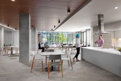Kitchen and living room area at American Cancer Society's Hope Lodge in Dallas. Kitchen and living room area at American Cancer Society's Hope Lodge in Dallas.