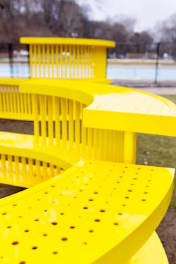 &apos;Together,&apos; located in Pittsburgh, Penn. is a series of undulating surfaces in recyclable aluminum, installed late last year and serving as a table, bench, walkway, place to rest, a stage; you name it. Right next to the Highland Park pool and Lake Carnegie, it was developed through a series of conversations within that community. &apos;It&apos;s always fun to see the unique ways people decide to use our work,&apos; Swanson said. A Live Action Role Play (LARP) club has started to utilize it for their meetings, he reports.