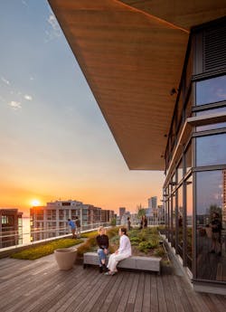 Landscaped roof deck with views of Elliott Bay at 2+U, Seattle, Wash.
