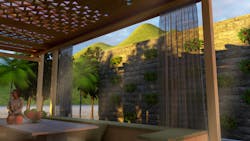 Tropical Scape is a freestanding structure Segura designed, featuring a four-panel ceiling based on the four-phase Bromeliad flower bloom cycle. Tropical Scape is a freestanding structure Segura designed, featuring a four-panel ceiling based on the four-phase Bromeliad flower bloom cycle.