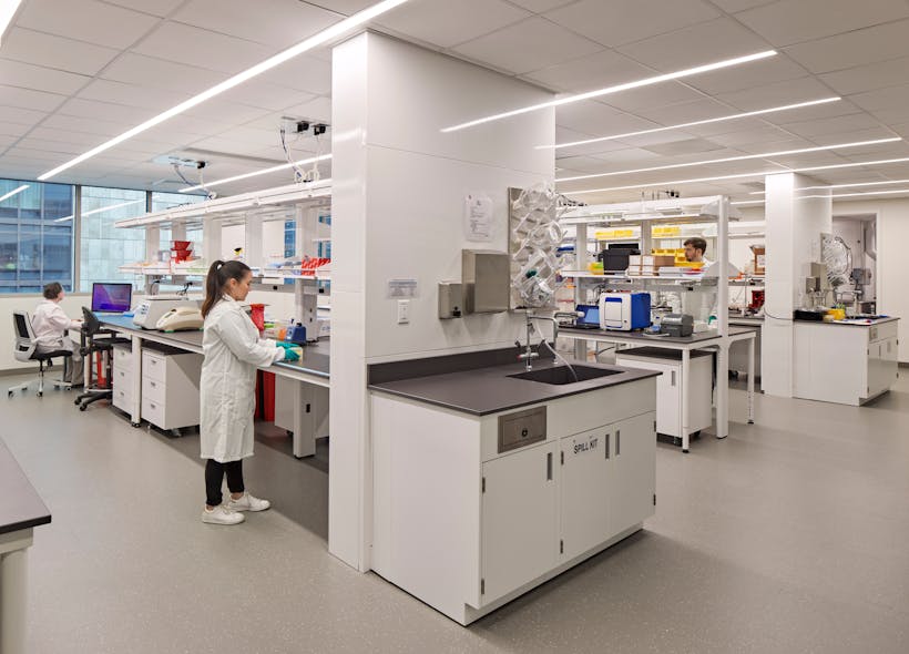 The new laboratory-office space for innovative biotech startup Fork &amp; Good in Jersey City features several work bays.