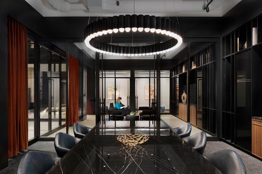 THE MART&apos;s 21,000-square-foot tenant-exclusive conference center and workspace features meeting rooms, lounge areas, flexible programming space and a private caf&eacute;, designed for quiet focus and productive collaboration.