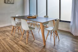 The EarthPly slant leg table design. The EarthPly slant leg table design.