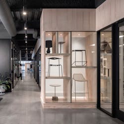 Products on display in the new Acre showroom at the end of the office corridor. Products on display in the new Acre showroom at the end of the office corridor.