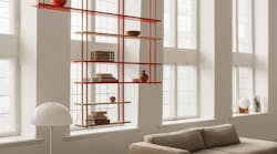 The Fogia Bond shelving system can mount into the ceiling.