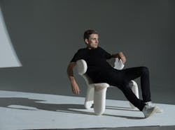 Hlynur Atlason sits on a Limbo chair he designed. Hlynur Atlason sits on a Limbo chair he designed.