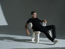 Hlynur Atlason sits on a Limbo chair he designed. Hlynur Atlason sits on a Limbo chair he designed.