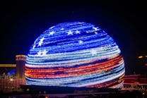 The Sphere is the world&apos;s largest spherical structure whose exosphere is a fully-programmable 580,00-sq.-ft. LED exterior that can display 256M colors onto the skyline.