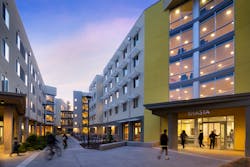 University of California, Davis' Shasta Hall where bathroom configurations were studied. University of California, Davis' Shasta Hall where bathroom configurations were studied.