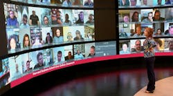 Harvard Business School Executive Education students are displayed prominently on a super large high-definition screen in a broadcast studio-quality Live Online Classroom in Boston. Harvard Business School Executive Education students are displayed prominently on a super large high-definition screen in a broadcast studio-quality Live Online Classroom in Boston.