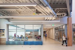 JCJ's Maker Spaces at Manchester Memorial Elementary School in Manchester by the Sea, MA, provide passive observation of the corridor while placing learning on display. JCJ's Maker Spaces at Manchester Memorial Elementary School in Manchester by the Sea, MA, provide passive observation of the corridor while placing learning on display.