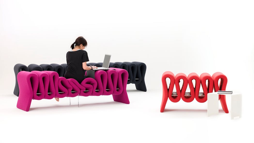 The Schiavello Hedge chair features an undulating design.
