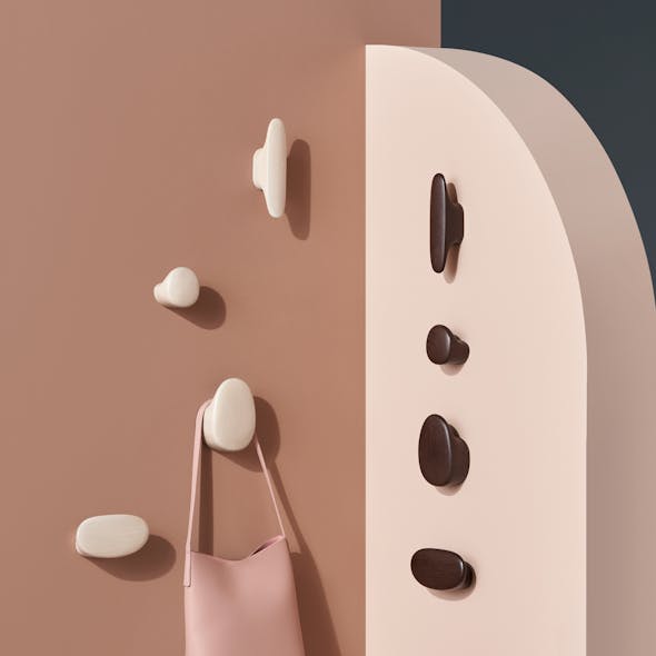 Enki coat hooks are available in solid wood and paint options.