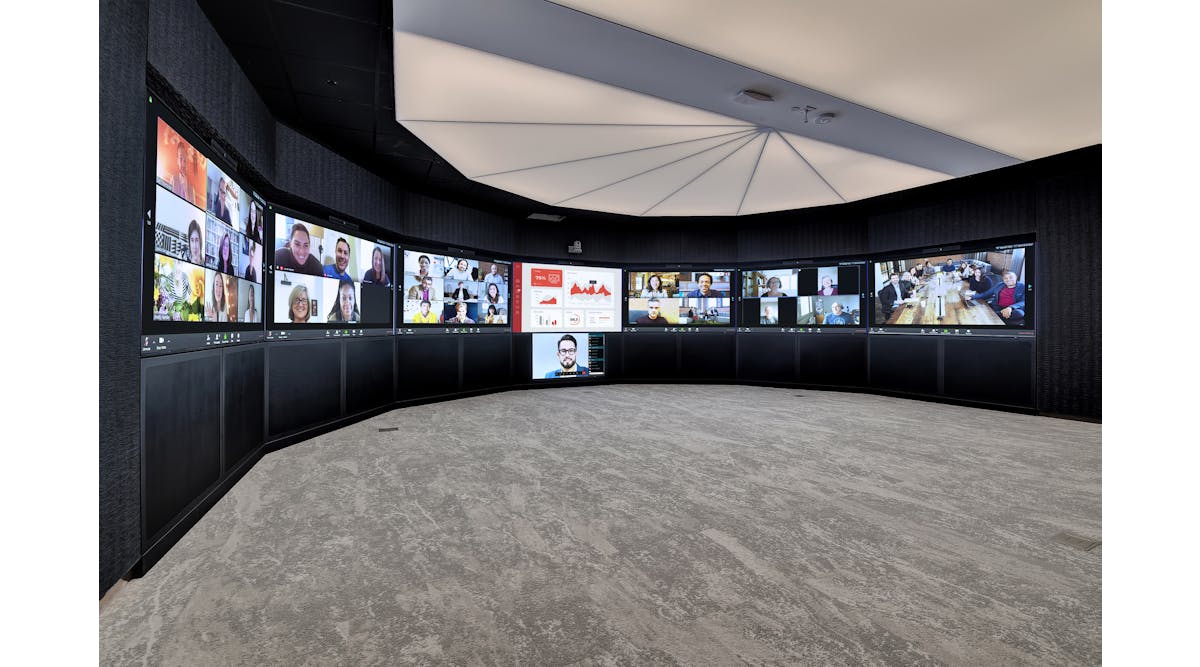 Called the Decision Theatre, this hybrid space at Helios Education Foundation in Phoenix supports a high level of customizable remote collaboration.