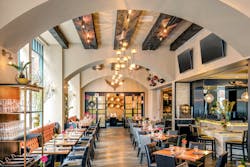 The Fin Point Oyster Bar & Grille located in The Dagny Boston serves seafood and has a raw bar and ocean-to-table plates. The Fin Point Oyster Bar & Grille located in The Dagny Boston serves seafood and has a raw bar and ocean-to-table plates.