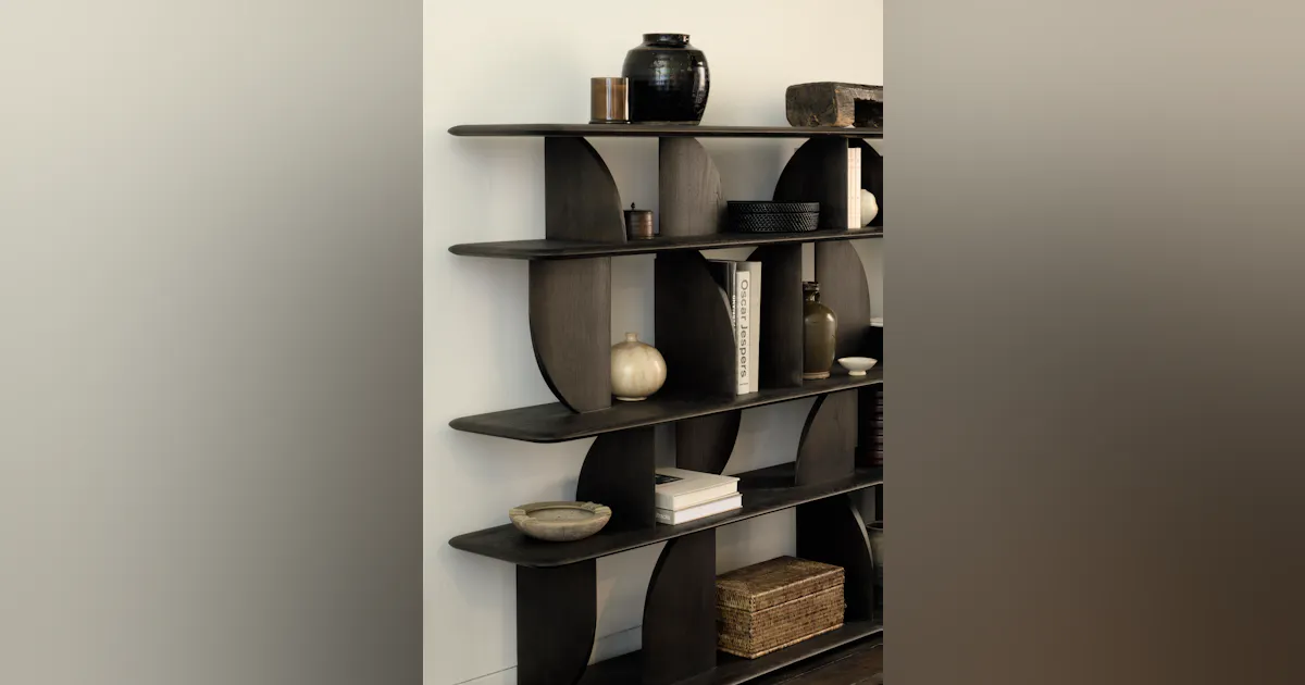 Greek Shape Rack Geometric rack by Ethnicraft is a solid wood shelving piece for your ...