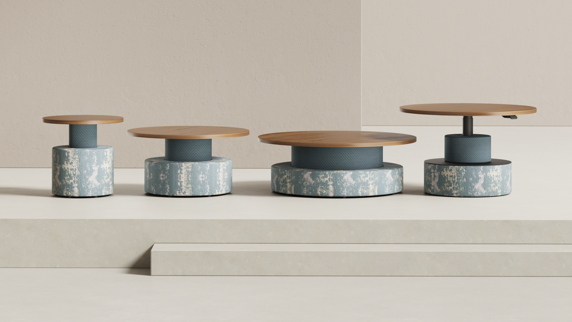 The Draper collect of nesting side and coffee tables come in various sizes and finishes.