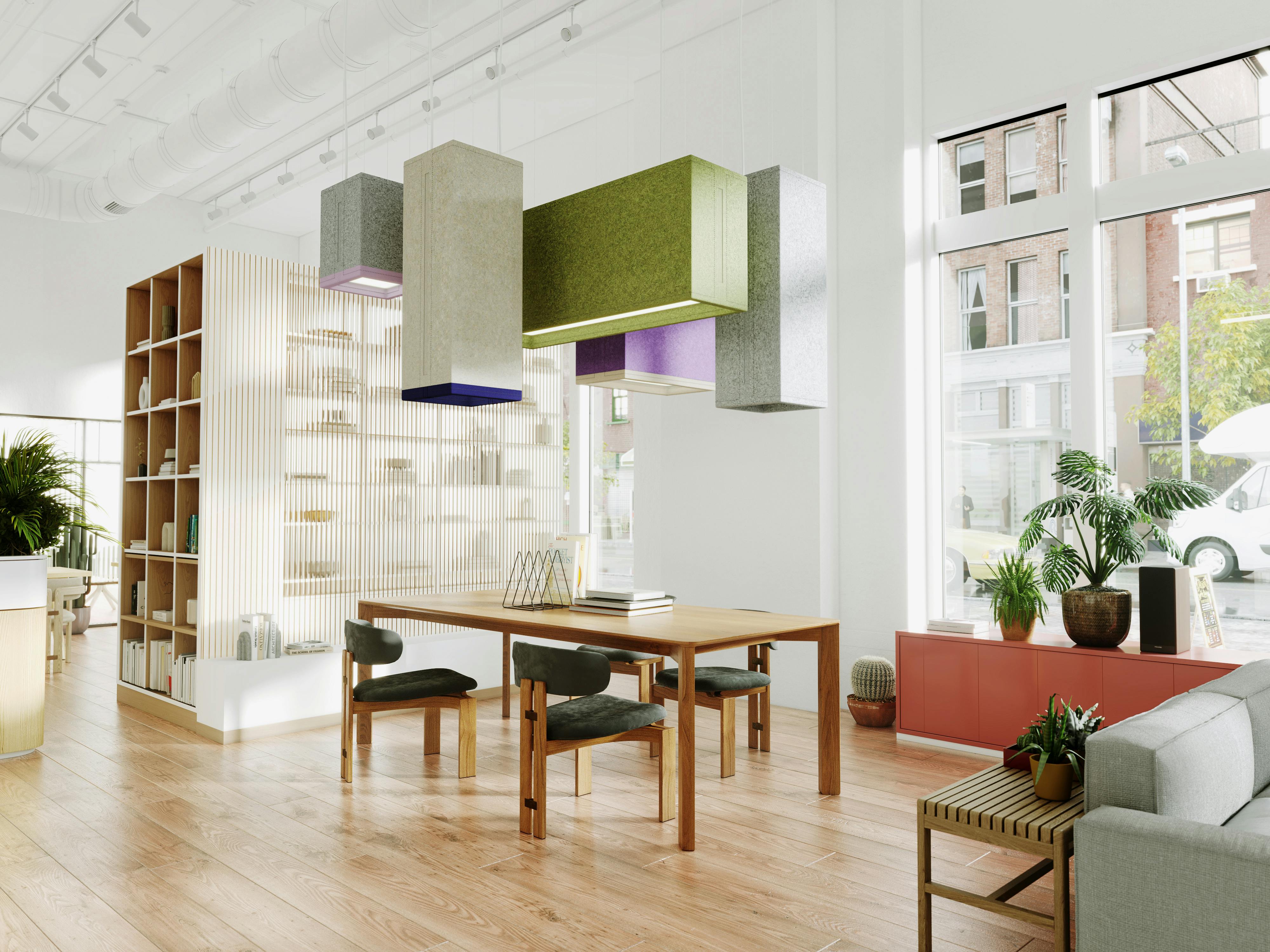 The Cluster Array is versatile for communal areas like office desks or kitchen bars.