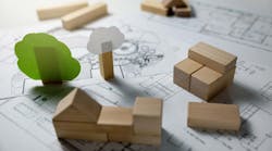 Eco Friendly Building Blocks Blueprints Sustainability Concept