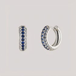Bonheur Jewelry's Addison Huggie hoop set in royal blue. Bonheur Jewelry's Addison Huggie hoop set in royal blue.