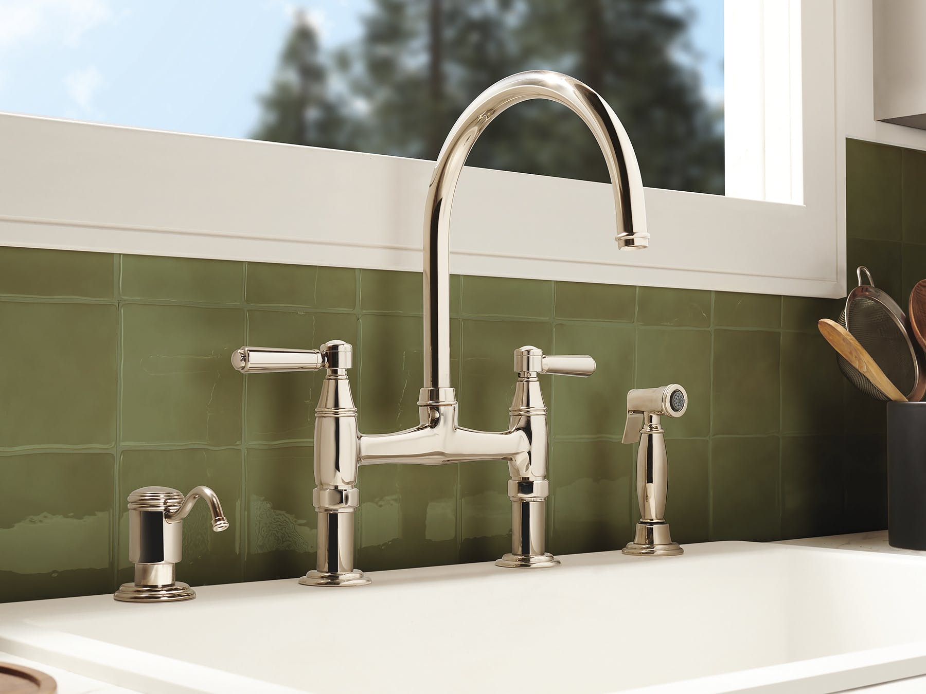 California Faucets' Bridge Kitchen Faucet Series connects timeless