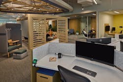 This ceiling trellis at Novelis creates shadows like tree branches, an example of fractal patterns common in nature. This ceiling trellis at Novelis creates shadows like tree branches, an example of fractal patterns common in nature.
