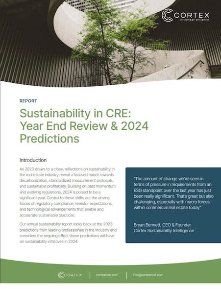 Cortex&apos;s 2023 annual report highlights sustainability in the real estate industry and the move toward decarbonization.