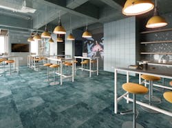 The Chromatic Cadence modular carpet collection in 575 It&rsquo;s a Blue World, Monolithic.