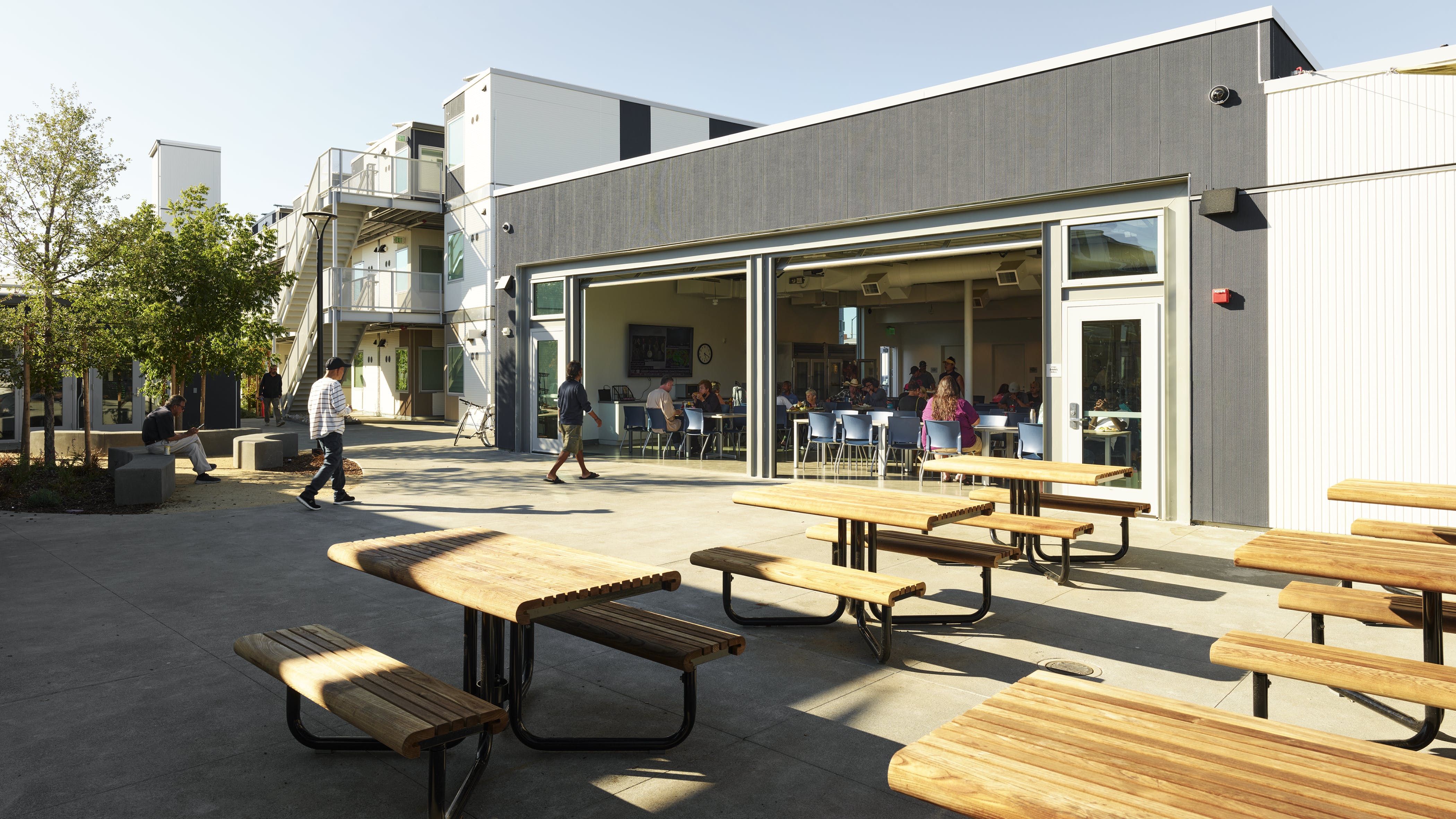 The San Mateo County dining facility is part of the Step(1) navigation center in Redwood City, California.