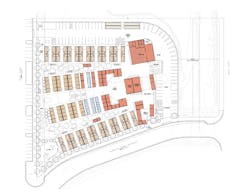 The San Mateo County Navigation Center site plan represents the first built instance of the Office of Charles F. Bloszies&apos;s Step(1) housing to address homelessness in California.