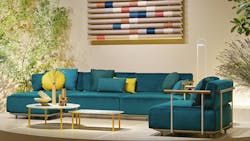 The Pedrali arki-sofa plus lounge on display at Salone del Mobile.