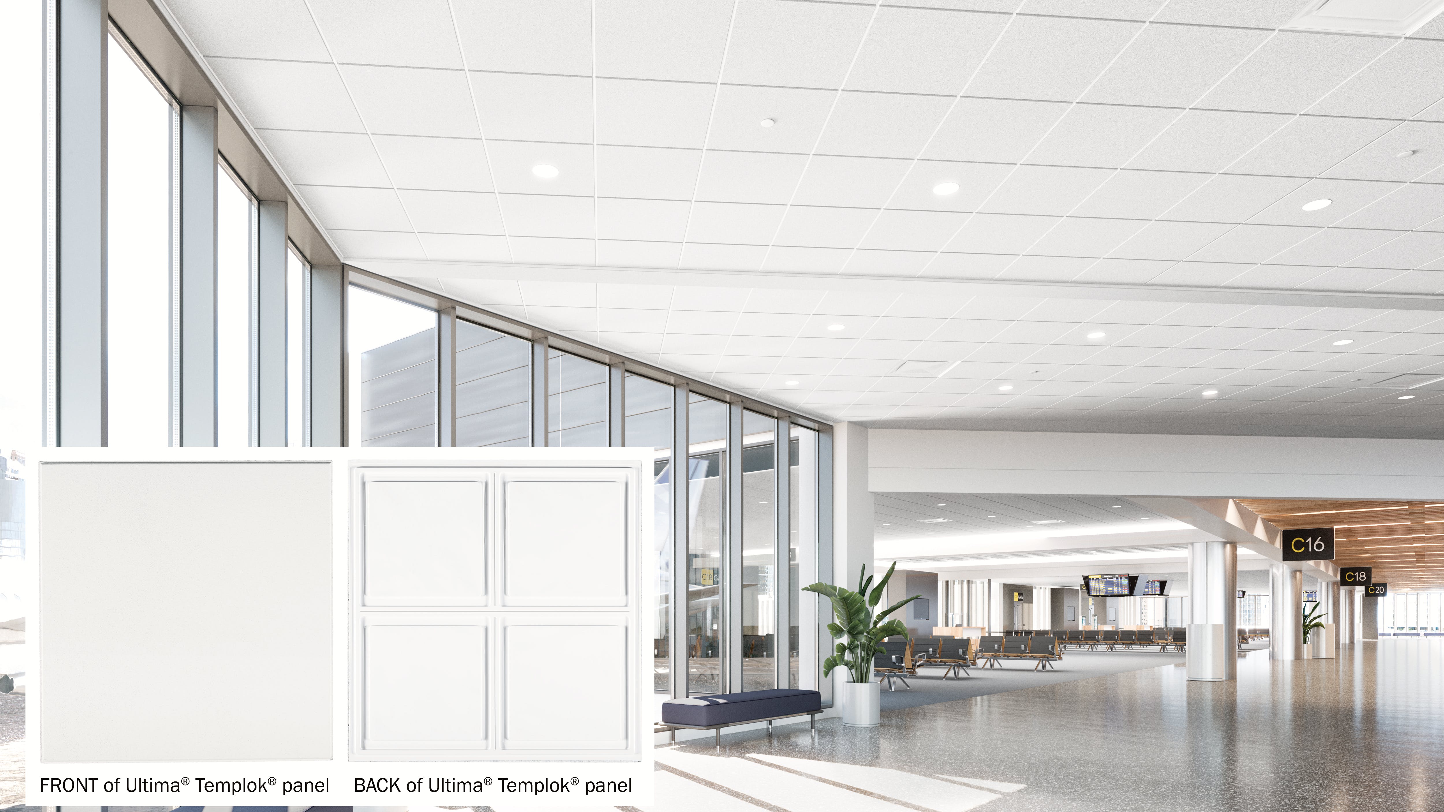Templok ceiling panels in white