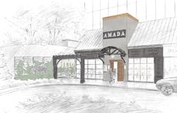 A handsketch of the Amada Radnor exterior by freelance artist Kevin Woest. A handsketch of the Amada Radnor exterior by freelance artist Kevin Woest.
